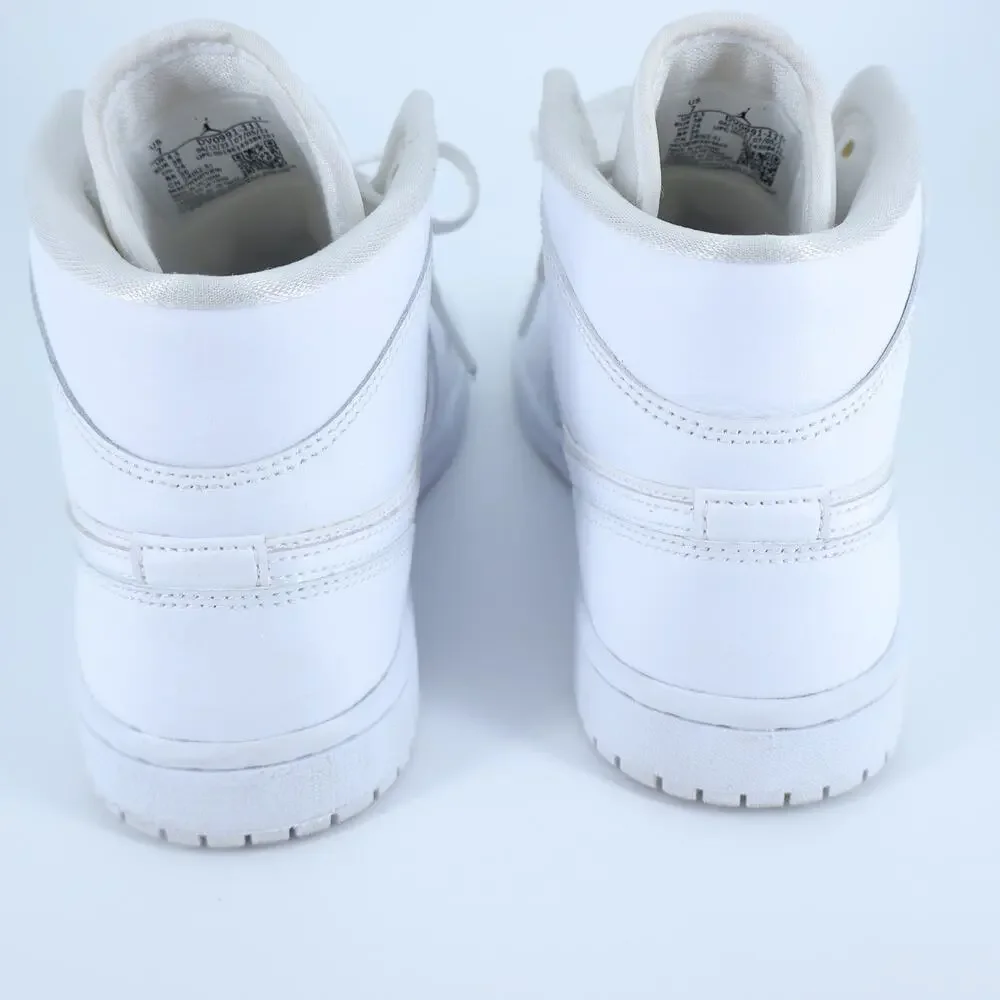 Nike Air Jordan 1 Mid Sneakers Triple White Leather Rubber Active Women's 7